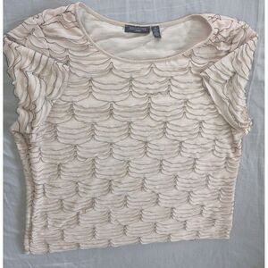 Notations Women's Rupples Meshes Layers Blouse‎ Size 1X Cream White